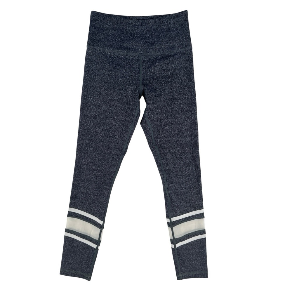 ZYIA Womens Leggings Size XS Blue White Mesh‎ Stripe Yoga Athletic